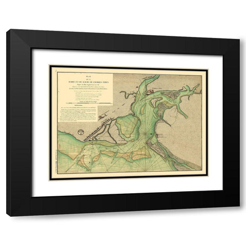 Charleston South Carolina - Sartine 1778  Black Modern Wood Framed Art Print with Double Matting by Sartine