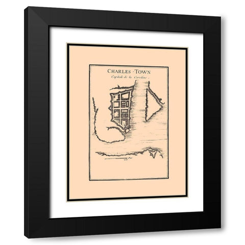 Charles Town South Carolina -1780 Black Modern Wood Framed Art Print with Double Matting by Unknown
