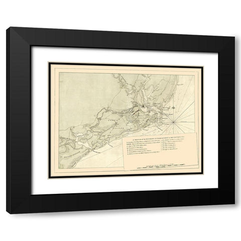 Charles Town South Carolina -Sproule 1780  Black Modern Wood Framed Art Print with Double Matting by Sproule