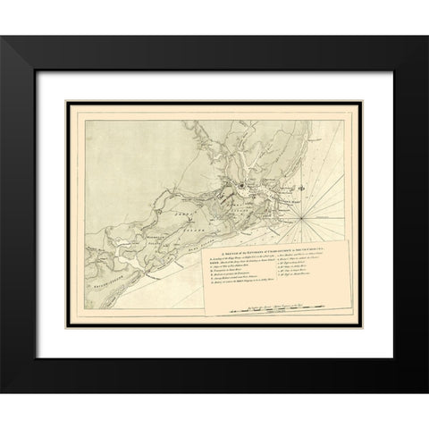 Charles Town South Carolina -Sproule 1780  Black Modern Wood Framed Art Print with Double Matting by Sproule
