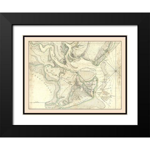 Charleston South Carolina -1780 Black Modern Wood Framed Art Print with Double Matting by Unknown