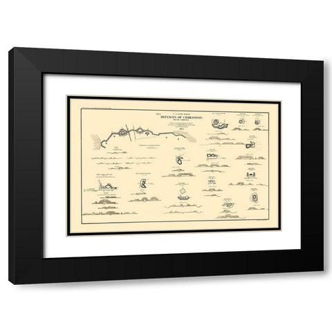 Charleston Coastal Defences - Willenbucher 1865  Black Modern Wood Framed Art Print with Double Matting by Willenbucher
