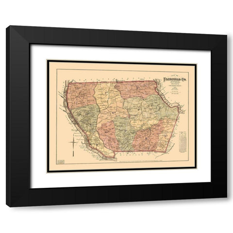 Fairfield County South Carolina - Elkin 1876  Black Modern Wood Framed Art Print with Double Matting by Elkin