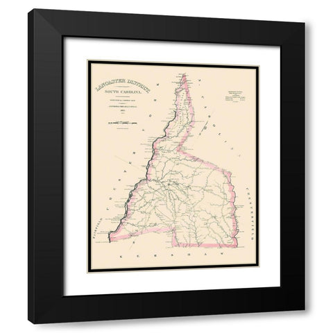 Lancaster South Carolina Landowner - Mills 1825 Black Modern Wood Framed Art Print with Double Matting by Mills