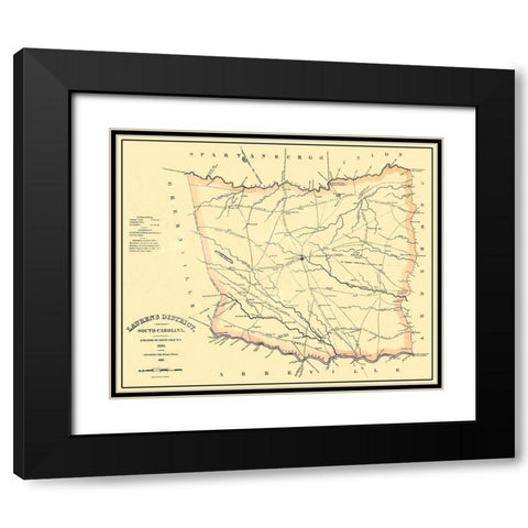 Laurens South Carolina Landowner - Mills 1825 Black Modern Wood Framed Art Print with Double Matting by Mills
