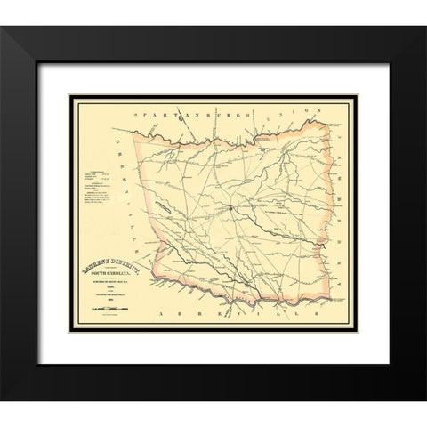 Laurens South Carolina Landowner - Mills 1825 Black Modern Wood Framed Art Print with Double Matting by Mills