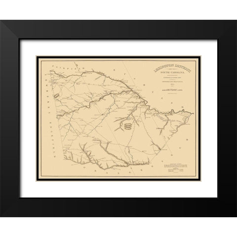 Lexington South Carolina Landowner - Mills 1825 Black Modern Wood Framed Art Print with Double Matting by Mills