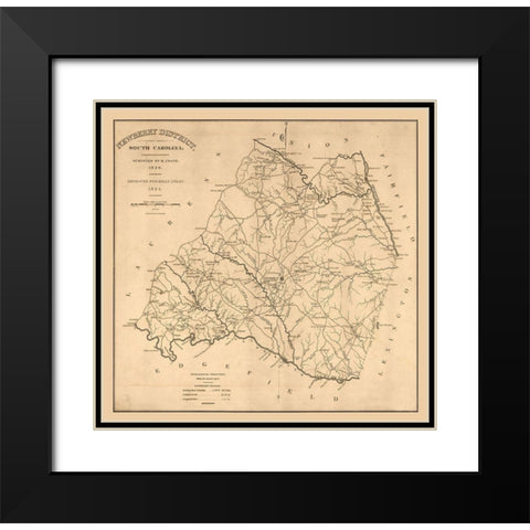 Newberry South Carolina - Coate 1825  Black Modern Wood Framed Art Print with Double Matting by Coate