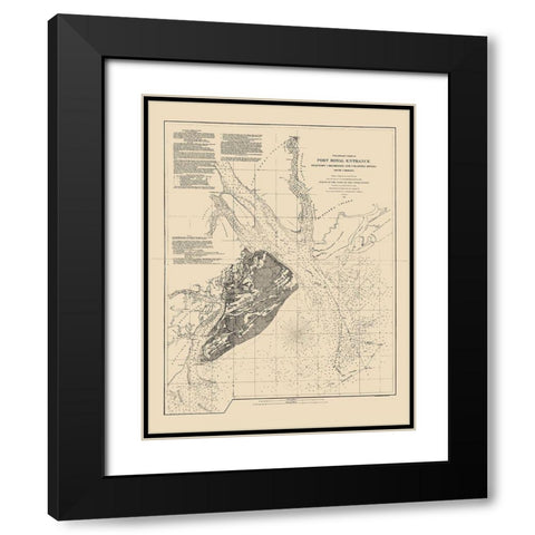 Port Royal Entrance - USCS 1862 Black Modern Wood Framed Art Print with Double Matting by USCS