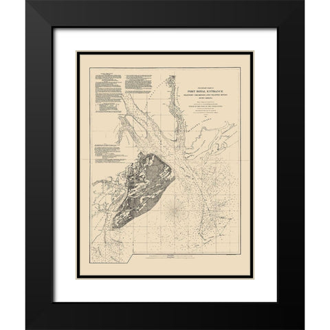 Port Royal Entrance - USCS 1862 Black Modern Wood Framed Art Print with Double Matting by USCS