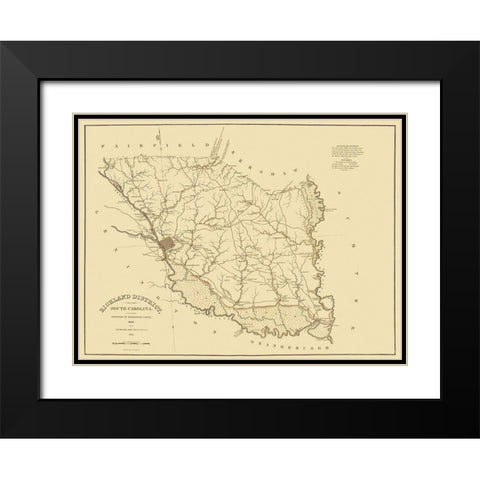 Richland South Carolina Landowner - Mills 1825 Black Modern Wood Framed Art Print with Double Matting by Mills