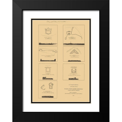 South Carolina Rebel Defences - Willenbucher 1862  Black Modern Wood Framed Art Print with Double Matting by Willenbucher