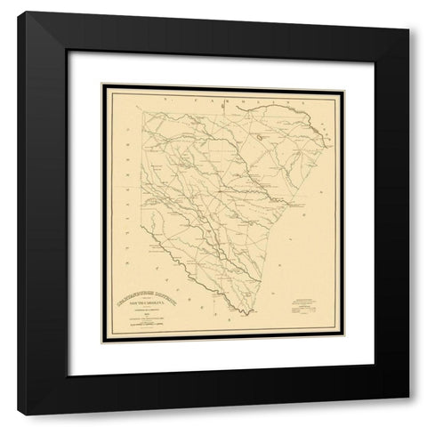 Spartanburgh South Carolina Landowner - Mills 1825 Black Modern Wood Framed Art Print with Double Matting by Mills