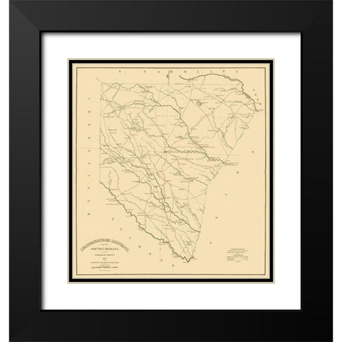 Spartanburgh South Carolina Landowner - Mills 1825 Black Modern Wood Framed Art Print with Double Matting by Mills