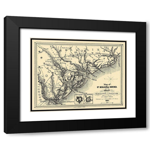 St Helena Sound - Williams 1861 Black Modern Wood Framed Art Print with Double Matting by Williams