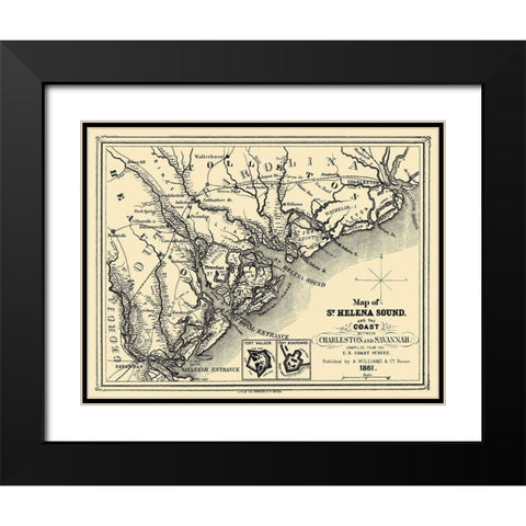 St Helena Sound - Williams 1861 Black Modern Wood Framed Art Print with Double Matting by Williams