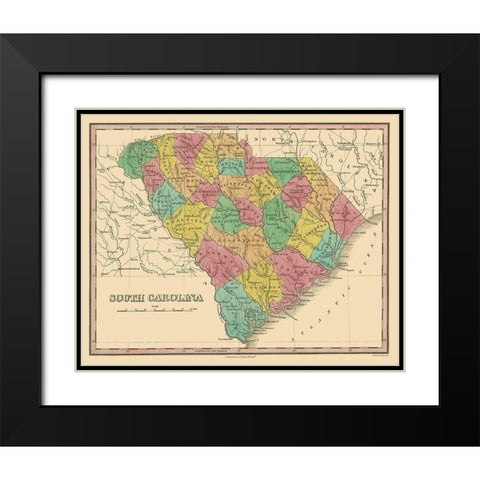 South Carolina - Finley 1831 Black Modern Wood Framed Art Print with Double Matting by Finley