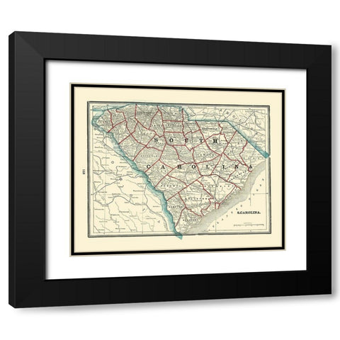 South Carolina - Rathbun 1893 Black Modern Wood Framed Art Print with Double Matting by Rathbun