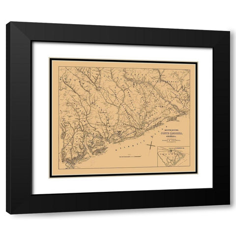 South Carolina - Cogswell 1861  Black Modern Wood Framed Art Print with Double Matting by Cogswell