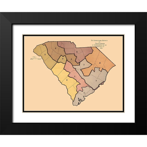 South Carolina -1882 Black Modern Wood Framed Art Print with Double Matting by Unknown