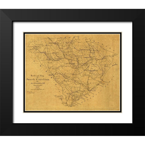 South Carolina - Hotchkiss 1880  Black Modern Wood Framed Art Print with Double Matting by Hotchkiss