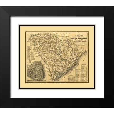 South Carolina - Tanner 1836  Black Modern Wood Framed Art Print with Double Matting by Tanner