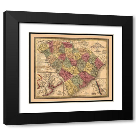 South Carolina - Mitchell 1849  Black Modern Wood Framed Art Print with Double Matting by Mitchell