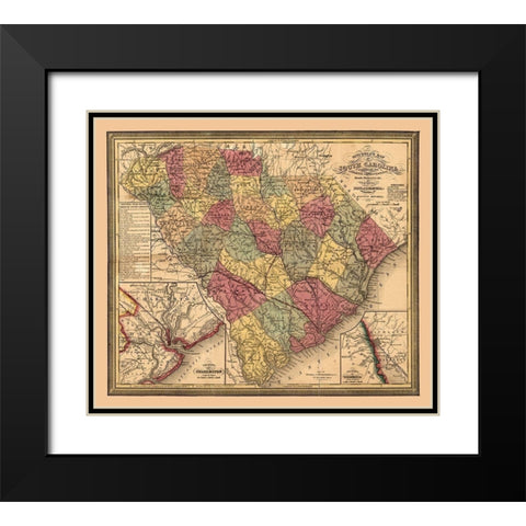 South Carolina - Mitchell 1849  Black Modern Wood Framed Art Print with Double Matting by Mitchell