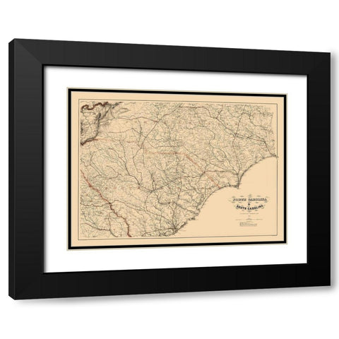 South Carolina - Bache 1865  Black Modern Wood Framed Art Print with Double Matting by Bache