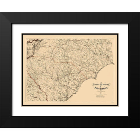 South Carolina - Bache 1865  Black Modern Wood Framed Art Print with Double Matting by Bache