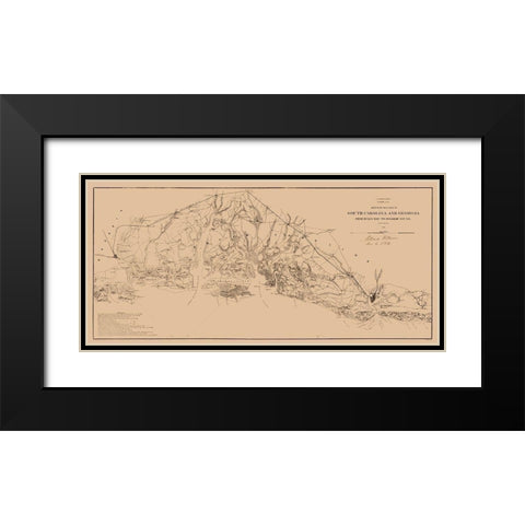 South Carolina Sea Coast - Fillmore 1863  Black Modern Wood Framed Art Print with Double Matting by Fillmore