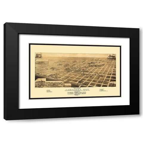 Aberdeen South Dakota - Wellge 1883 Black Modern Wood Framed Art Print with Double Matting by Wellge