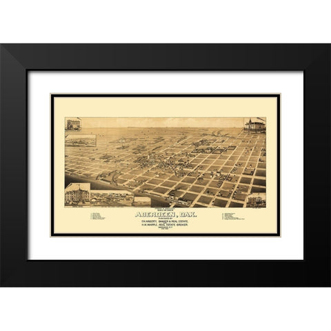 Aberdeen South Dakota - Wellge 1883 Black Modern Wood Framed Art Print with Double Matting by Wellge