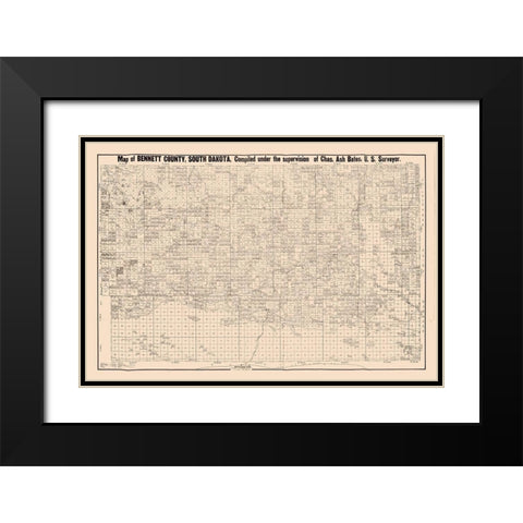 Bennett County South Dakota - Bates 1910  Black Modern Wood Framed Art Print with Double Matting by Bates