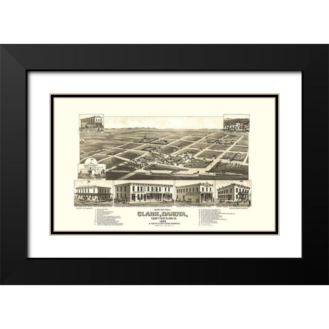 Clark South Dakota - Stoner 1883 Black Modern Wood Framed Art Print with Double Matting by Stoner