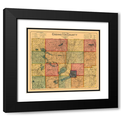 Codington County South Dakota - Peterson 1898  Black Modern Wood Framed Art Print with Double Matting by Peterson