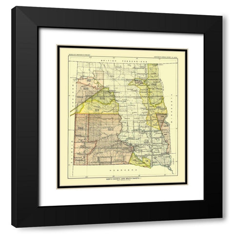 North and South Dakota - Bismarck - Hoen 1896 Black Modern Wood Framed Art Print with Double Matting by Hoen