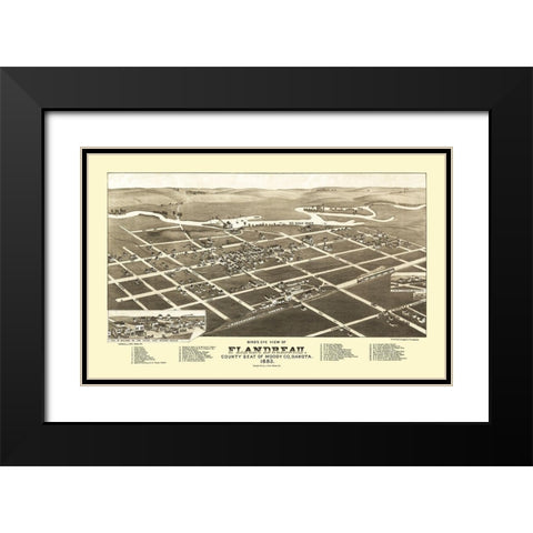 Flandreau South Dakota - Stoner 1883 Black Modern Wood Framed Art Print with Double Matting by Stoner