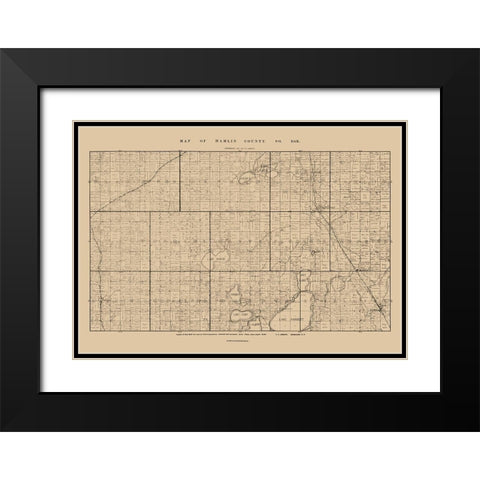 Hamlin County South Dakota - Abbott 1897  Black Modern Wood Framed Art Print with Double Matting by Abbott