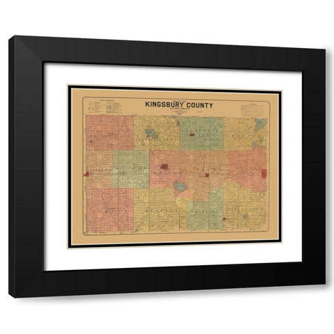 Kingsbury County South Dakota - Peterson 1899  Black Modern Wood Framed Art Print with Double Matting by Peterson