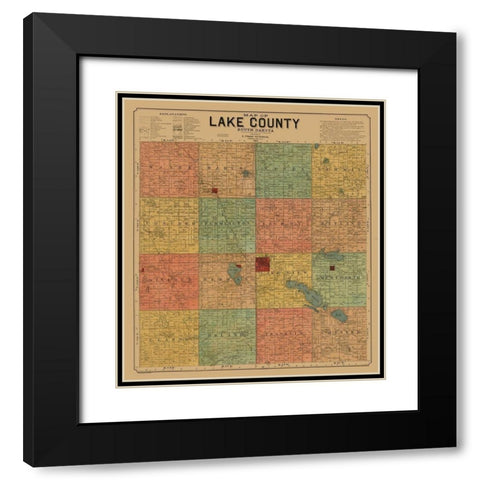 Lake County South Dakota - Peterson 1899  Black Modern Wood Framed Art Print with Double Matting by Peterson