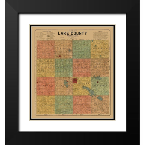 Lake County South Dakota - Peterson 1899  Black Modern Wood Framed Art Print with Double Matting by Peterson