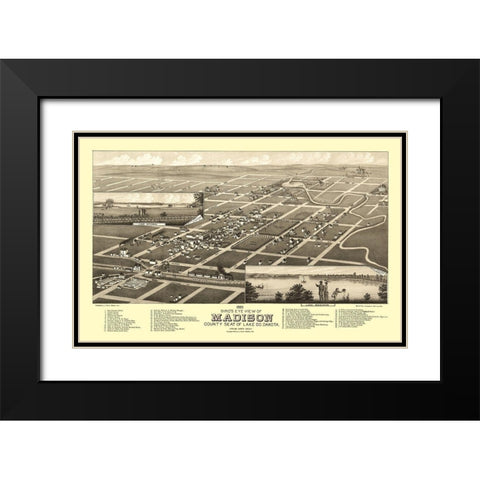 Madison South Dakota - Stoner 1883 Black Modern Wood Framed Art Print with Double Matting by Stoner