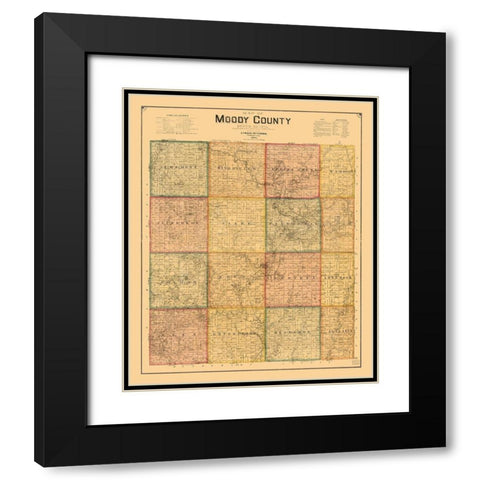 Moody County South Dakota - Peterson 1896  Black Modern Wood Framed Art Print with Double Matting by Peterson