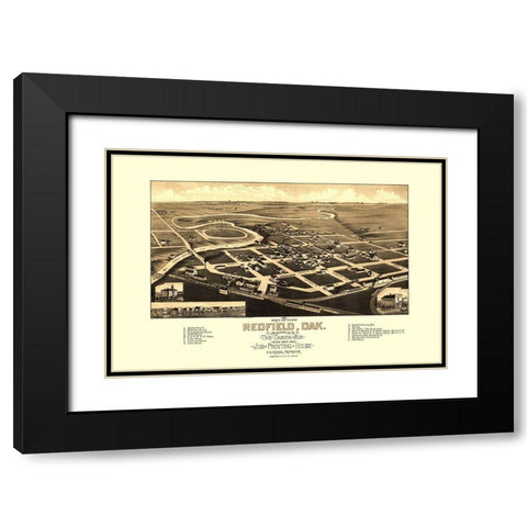 Redfield South Dakota - Rising 1883 Black Modern Wood Framed Art Print with Double Matting by Rising
