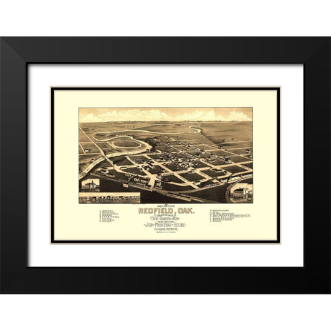Redfield South Dakota - Rising 1883 Black Modern Wood Framed Art Print with Double Matting by Rising