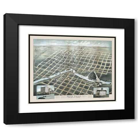 Sioux Falls South Dakota - Carson 1881  Black Modern Wood Framed Art Print with Double Matting by Carson
