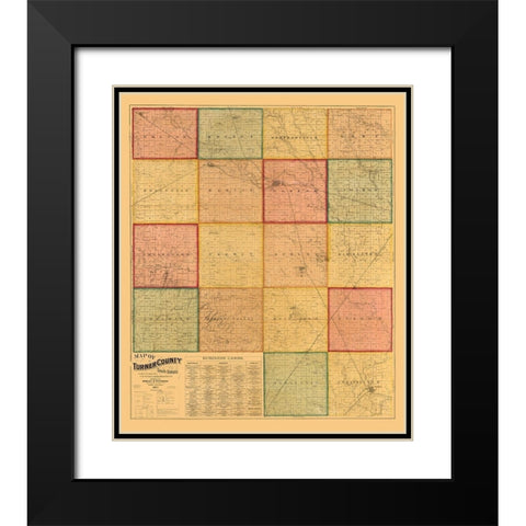Turner County South Dakota - Rowley 1893  Black Modern Wood Framed Art Print with Double Matting by Rowley