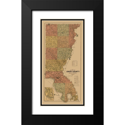 Union County South Dakota - Peterson 1892  Black Modern Wood Framed Art Print with Double Matting by Peterson