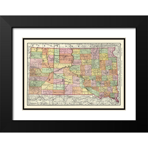 South Dakota - Rand McNally 1897 Black Modern Wood Framed Art Print with Double Matting by Rand McNally